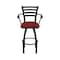 Holland Bar Stool Co Jackie with Arms 25 in. Swivel Counter Stool with Black Wrinkle Finish and Graph Ruby Seat 415 - alternate 4